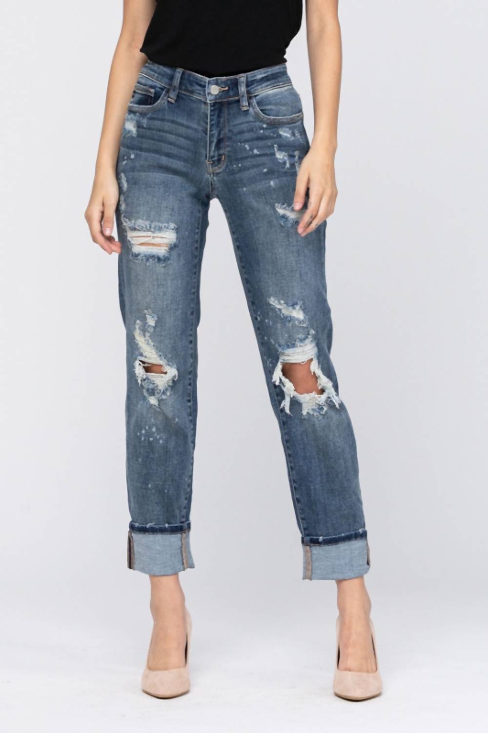 

Джинсы бойфренда Splatter в темном цвете Judy Blue, цвет dark wash