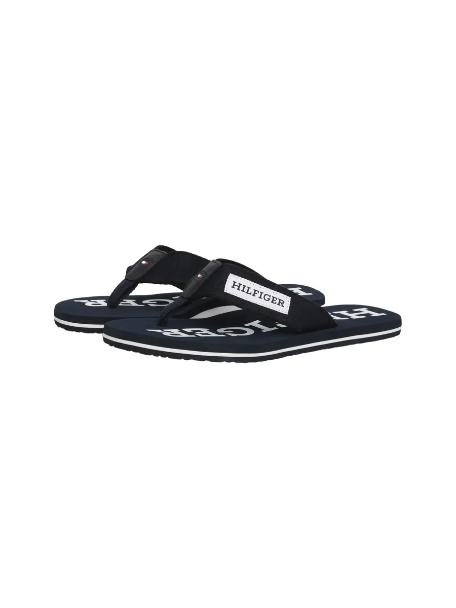

Шлепанцы Tommy Hilfiger "PATCH HILFIGER BEACH SANDAL", летняя обувь, тапочки, горки для бассейна, обувь для купания, с надписью логотипа, синий