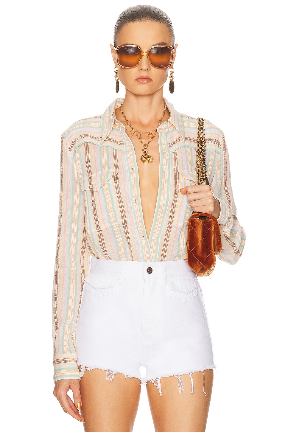 

Рубашка с длинным рукавом на пуговицах Chloe, Multicolor White