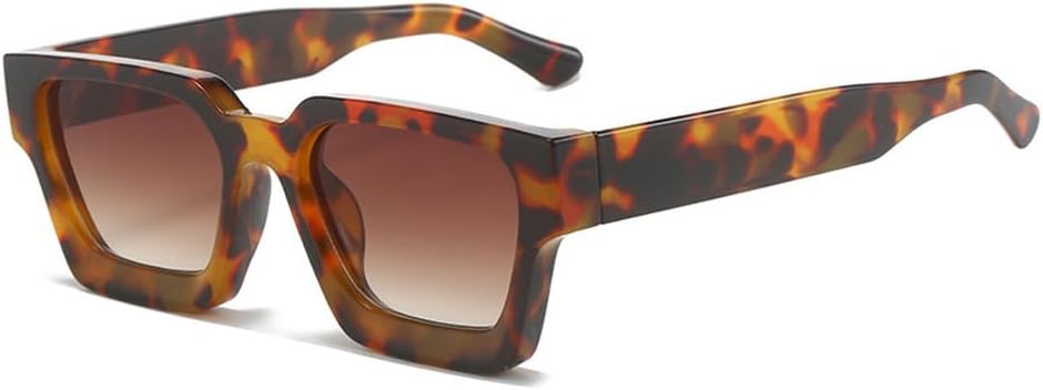 

Модные квадратные солнцезащитные очки конфетных цветов для женщин, винтажные градиентные очки с защитой от УФ-излучения UV400, мужские солнцезащитные очки в стиле панк WNCKSQ, Leopard Tea Gradient