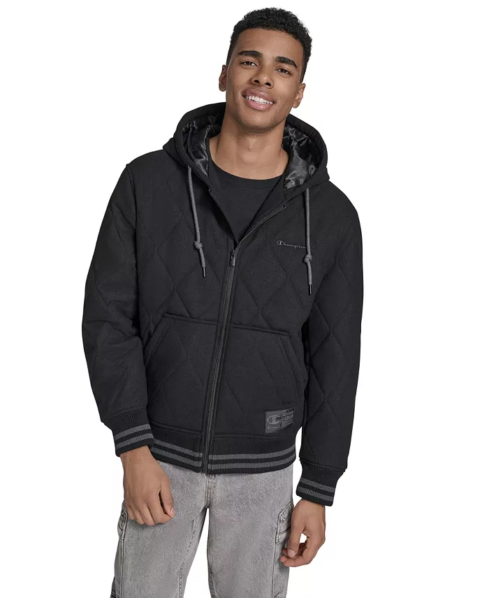 

Мужская стеганая куртка из шерстяной смеси Champion, черный
