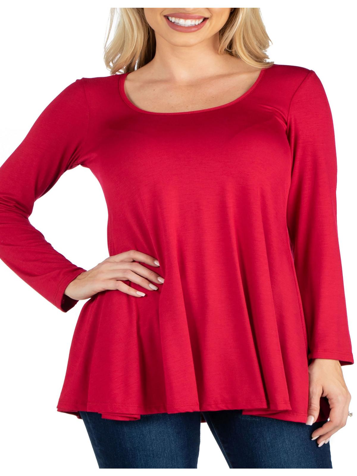 

Женская туника с длинными рукавами и эластичным верхом 24seven Comfort Apparel, красный