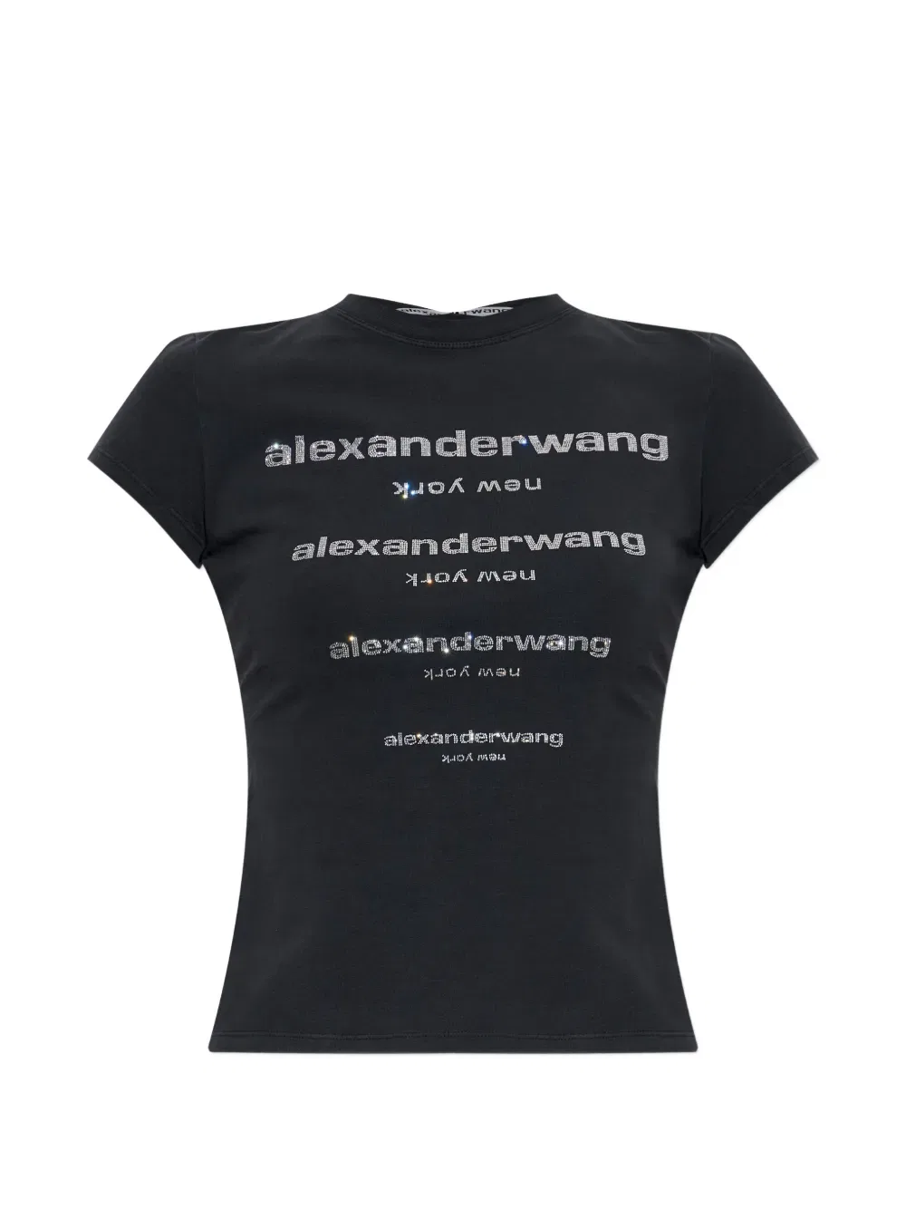 Футболка, украшенная кристаллами Alexander Wang, черный