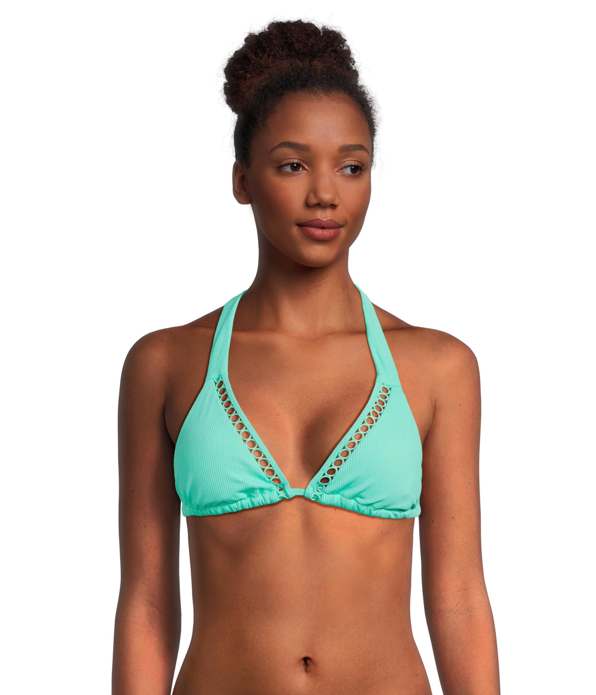 

Пляжный топ BECCA Modern Edge Rib Cheryl Triangle Top, Aqua Sea