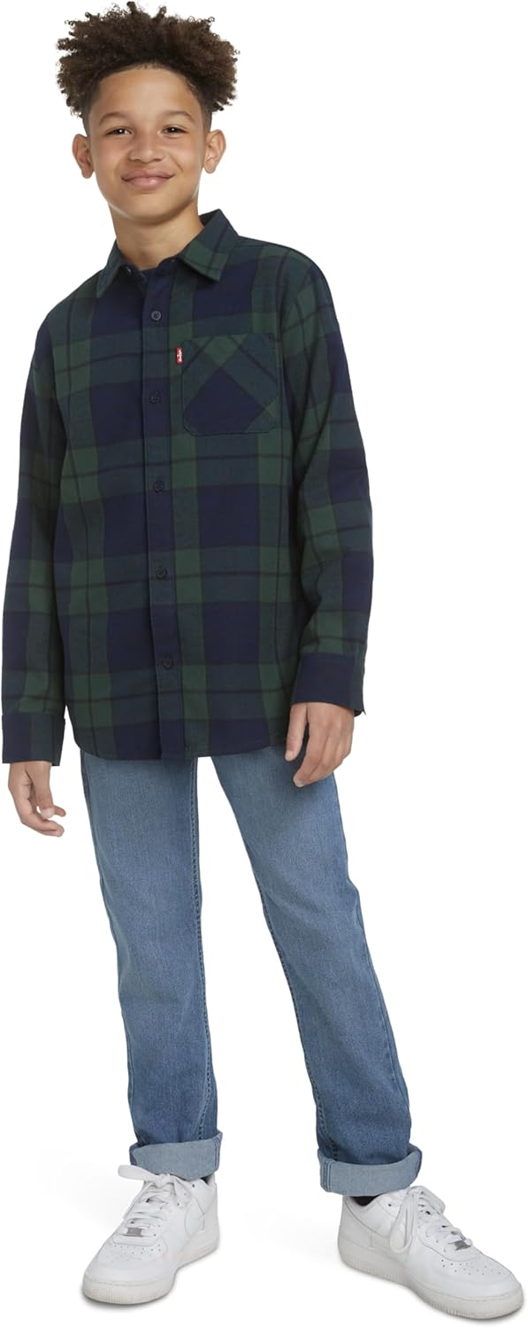 Рубашка Levi's для мальчиков с длинным рукавом и одним карманом на пуговицах, Forest Biome — фото 4