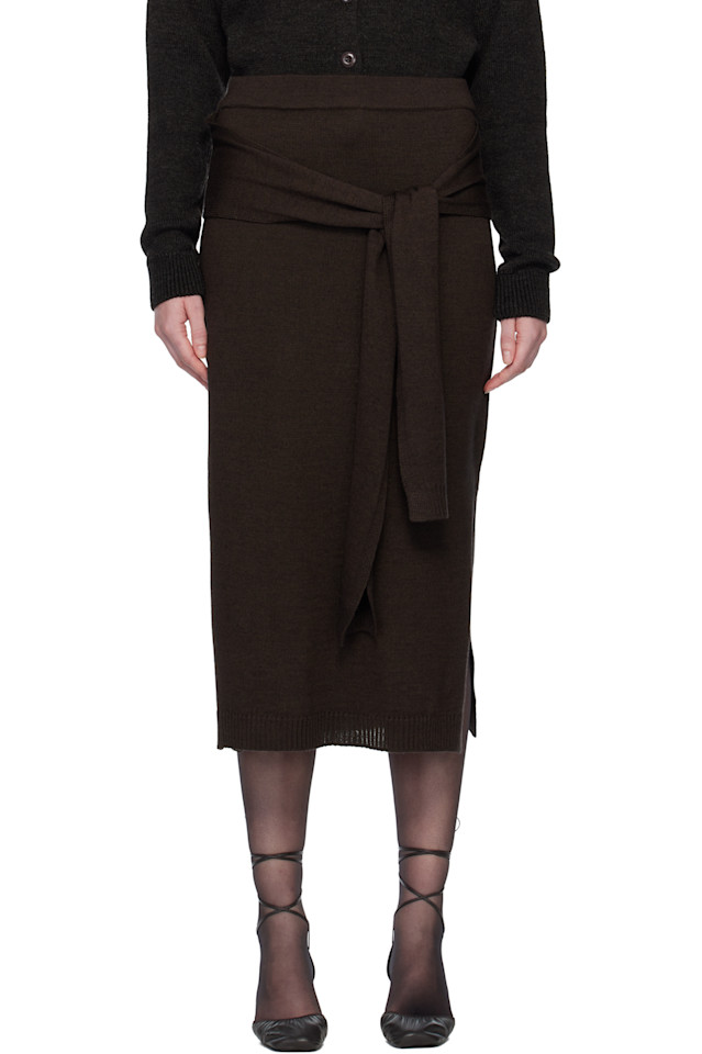 

Lemaire Коричневая юбка миди с эффектом обманчивой перспективы