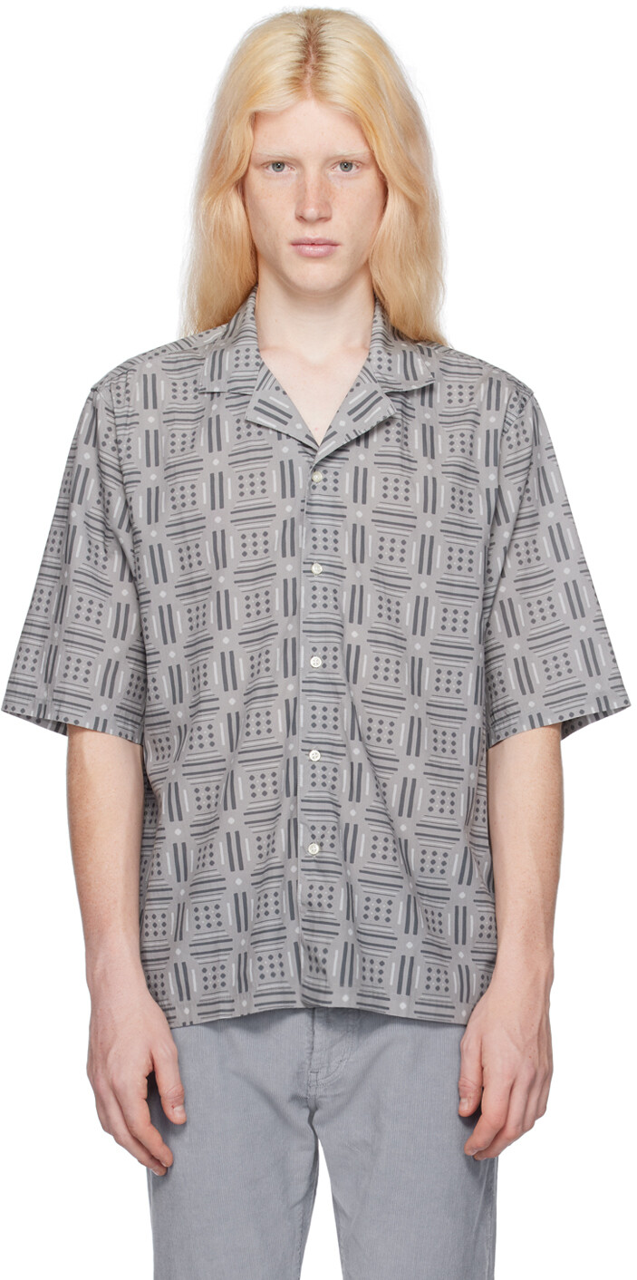 

Серая рубашка Эрена Officine Generale, цвет Grey/Dk grey/White