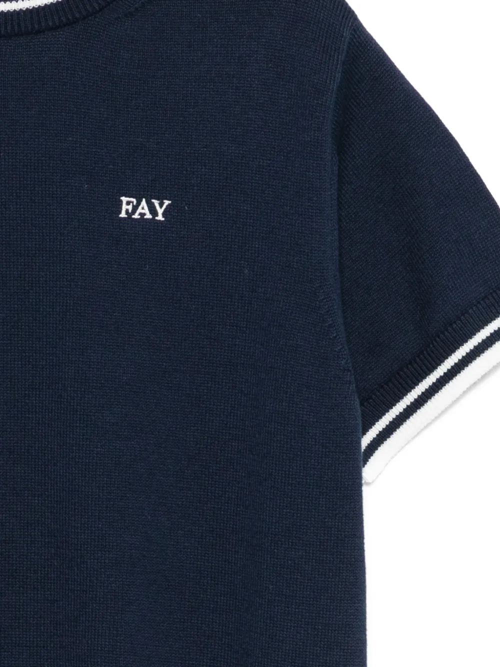 Футболка с короткими рукавами и полосатой отделкой Fay Kids, синий — фото 3
