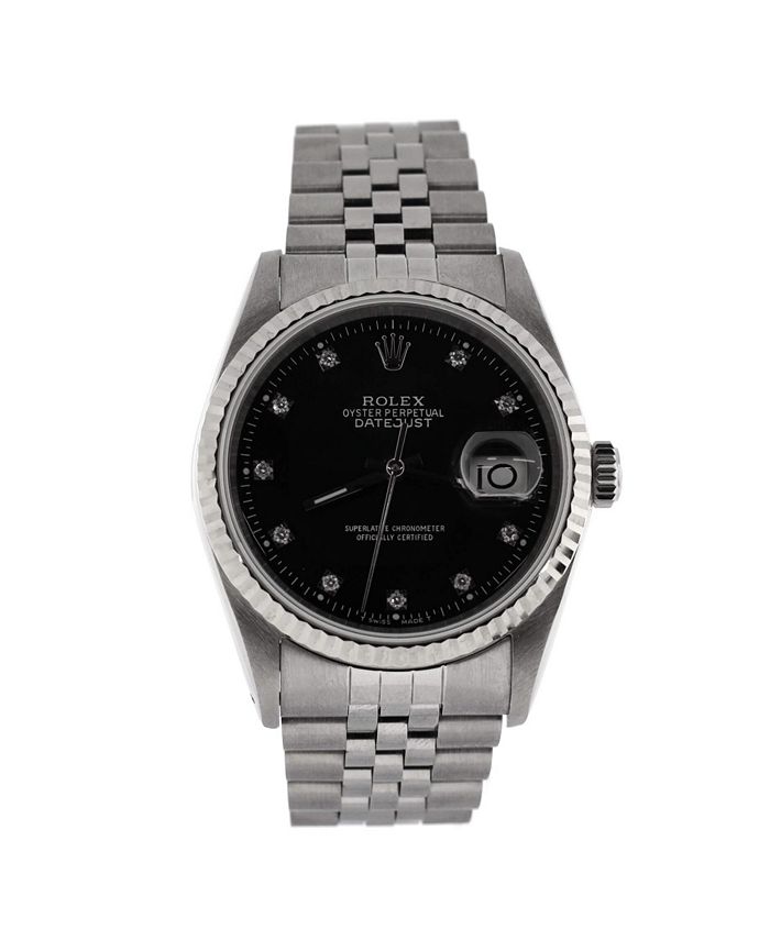 

Часы Oyster Perpetual Datejust Automatic из нержавеющей стали и белого золота с бриллиантовыми маркерами 36 мм Pre-Owned Rolex, черный