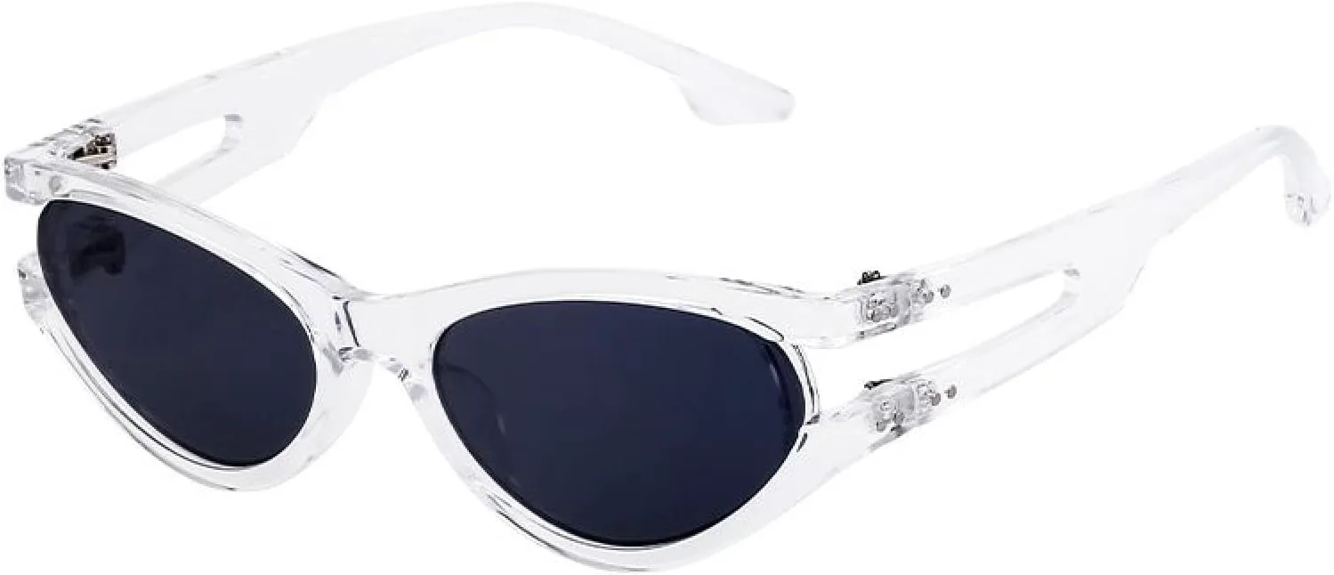 

Панк-очки овальной формы «кошачий глаз» для женщин и мужчин, роскошные, с полой оправой, модные, с защитой от УФ-излучения UV400 TVTBBVV, C8transparentwhite