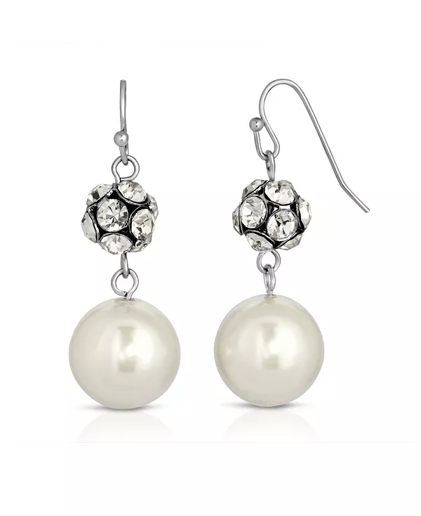 

Серьги-Подвески с серебристым искусственным жемчугом и хрустальными шарами 2028, white