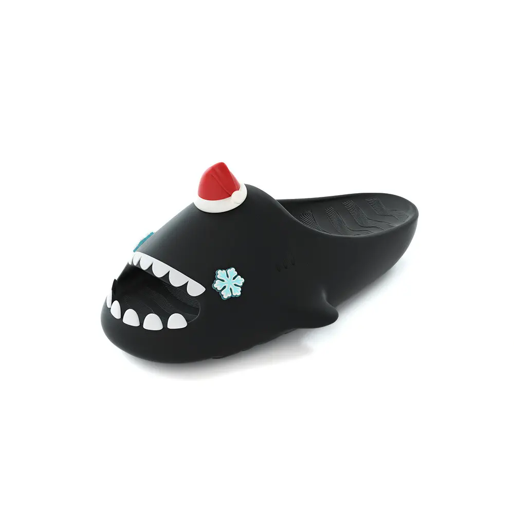 

HelloSlippers Акула слайдеры рождественские шапки унисекс черные, цвет Black