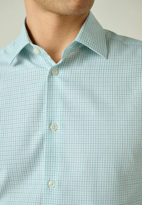 Рубашка Next, light green gingham, светло-зеленый в клетку — фото 4