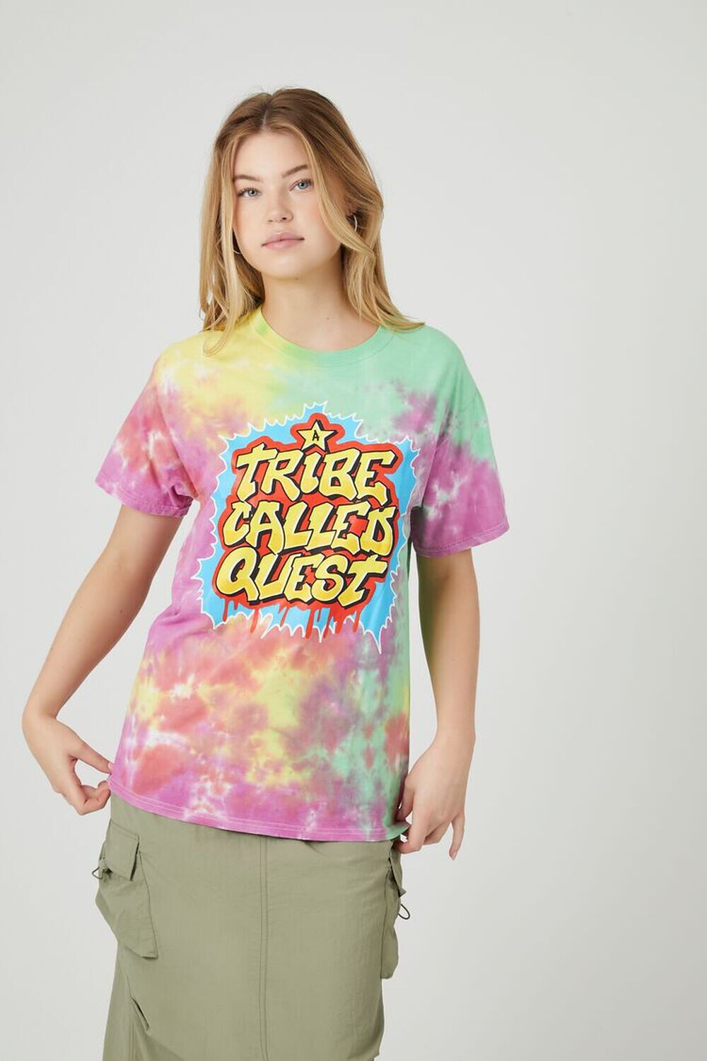 

Футболка Tie-Dye A Tribe Called Quest Forever 21, розовый