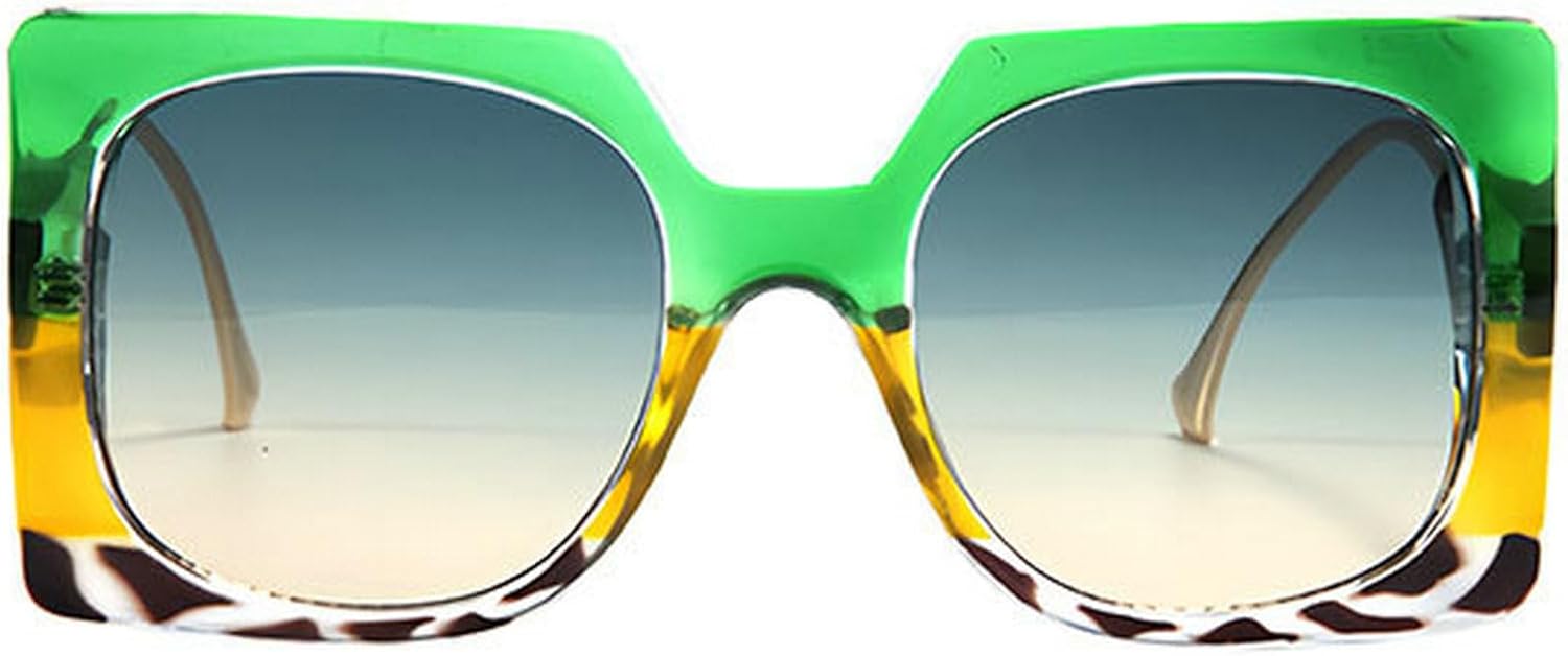 

Ретро-солнцезащитные очки большого квадратного размера для женщин, модные очки для мужчин 2025 года, темно-зеленые градиентные очки, защита от ультрафиолета UV400, модные женские солнцезащитные очки mincl, Green Leopard