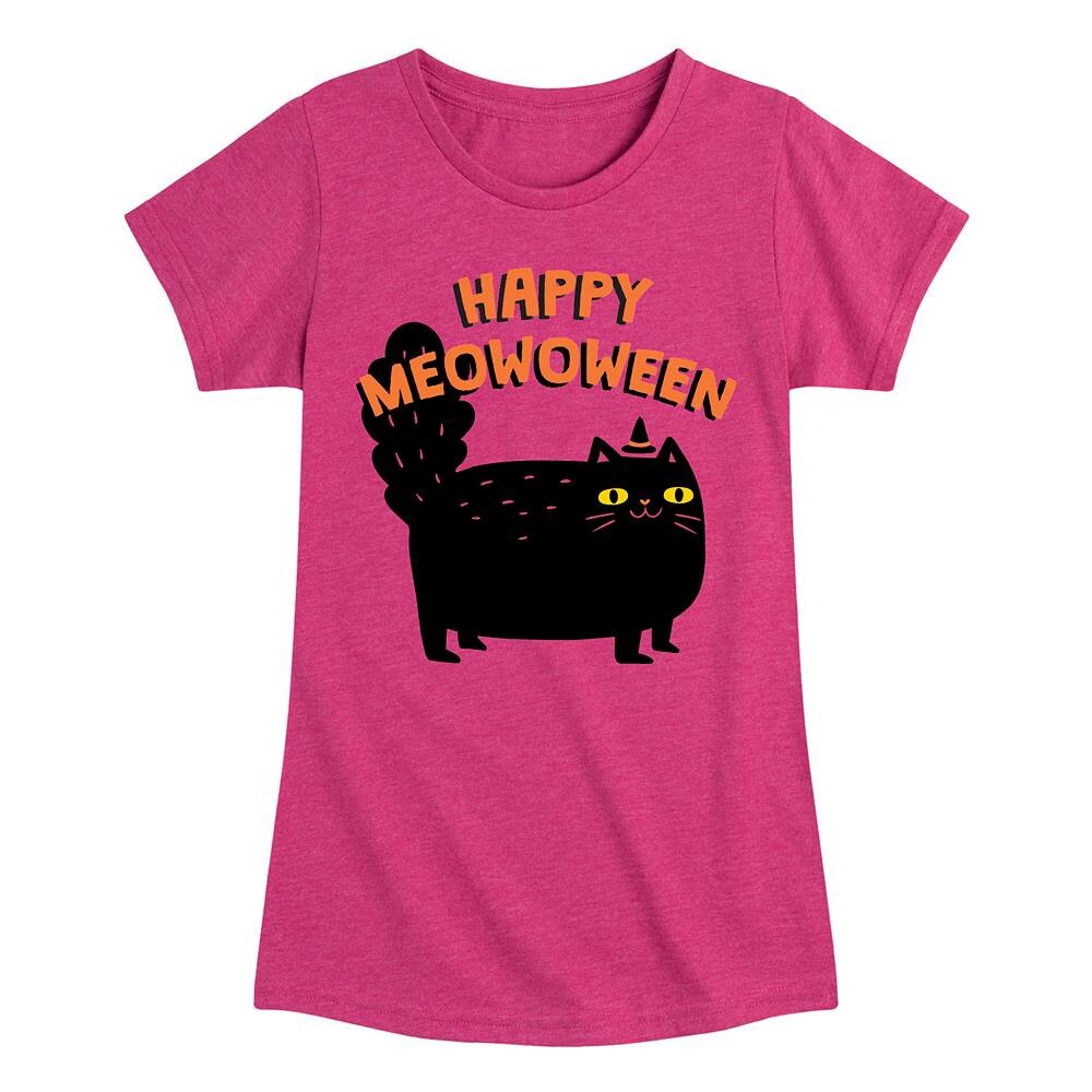 

Футболка Meowoween с рисунком Хэллоуина для девочек 7–16 лет Licensed Character, цвет Heather Dark Pink