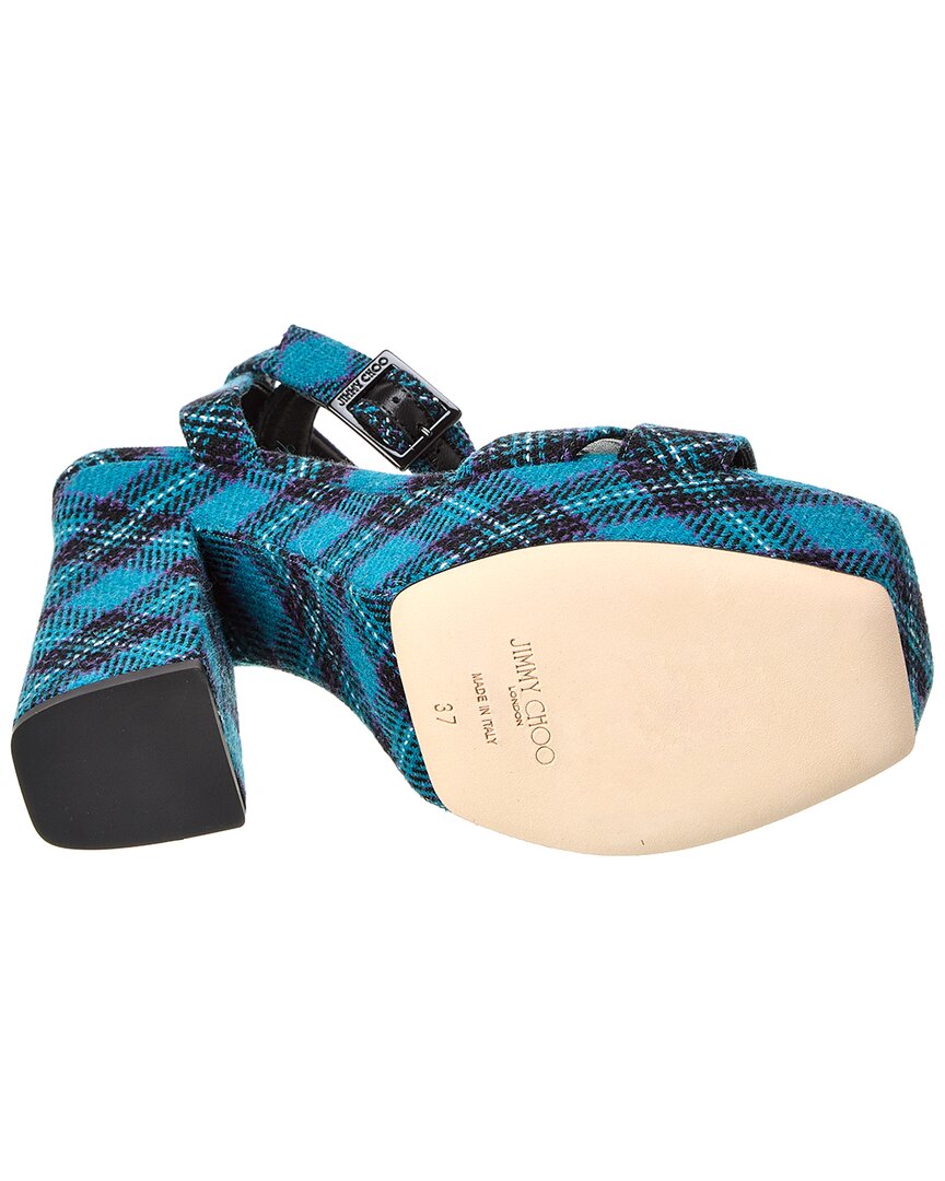 Сандалии Jimmy Choo Gaia 140 Tartan Platform, синий — фото 4