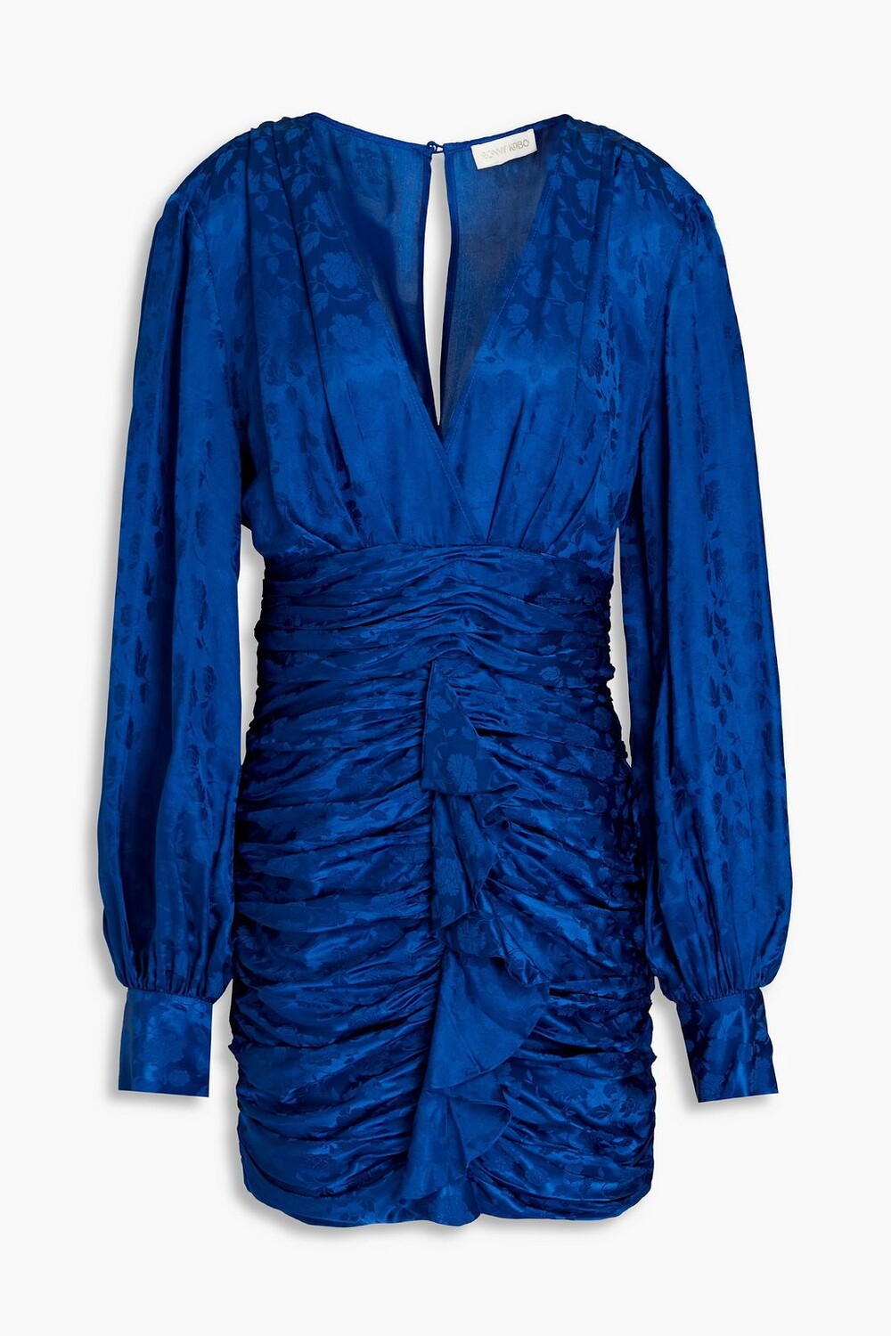 

Платье мини Carissa из жаккарда с цветочным принтом и сборками RONNY KOBO, синий