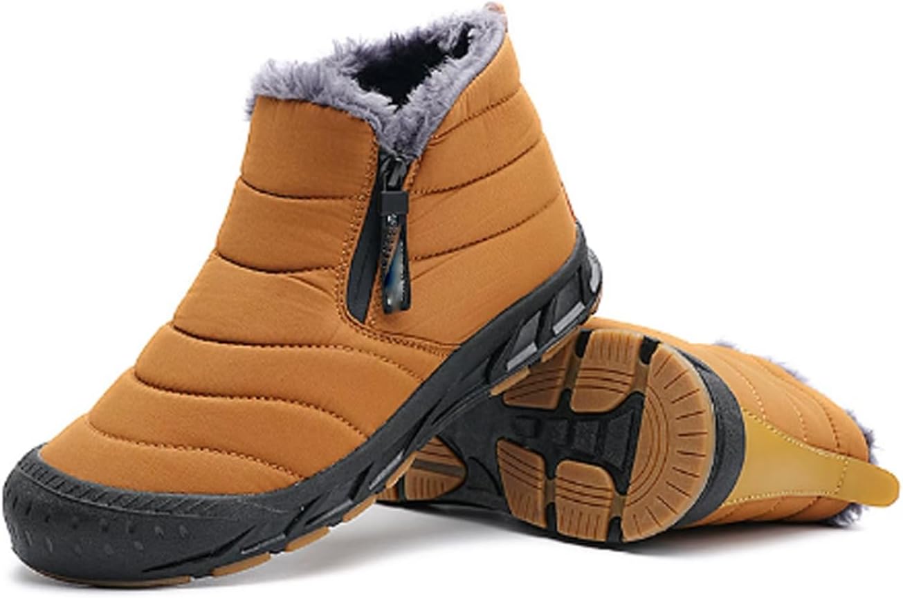 

Мужские зимние ботинки для снега водонепроницаемые, с молнией, утепленные мехом, теплые, противоскользящие, легкие, удобно надеваются, для ходьбы Generic, желтый