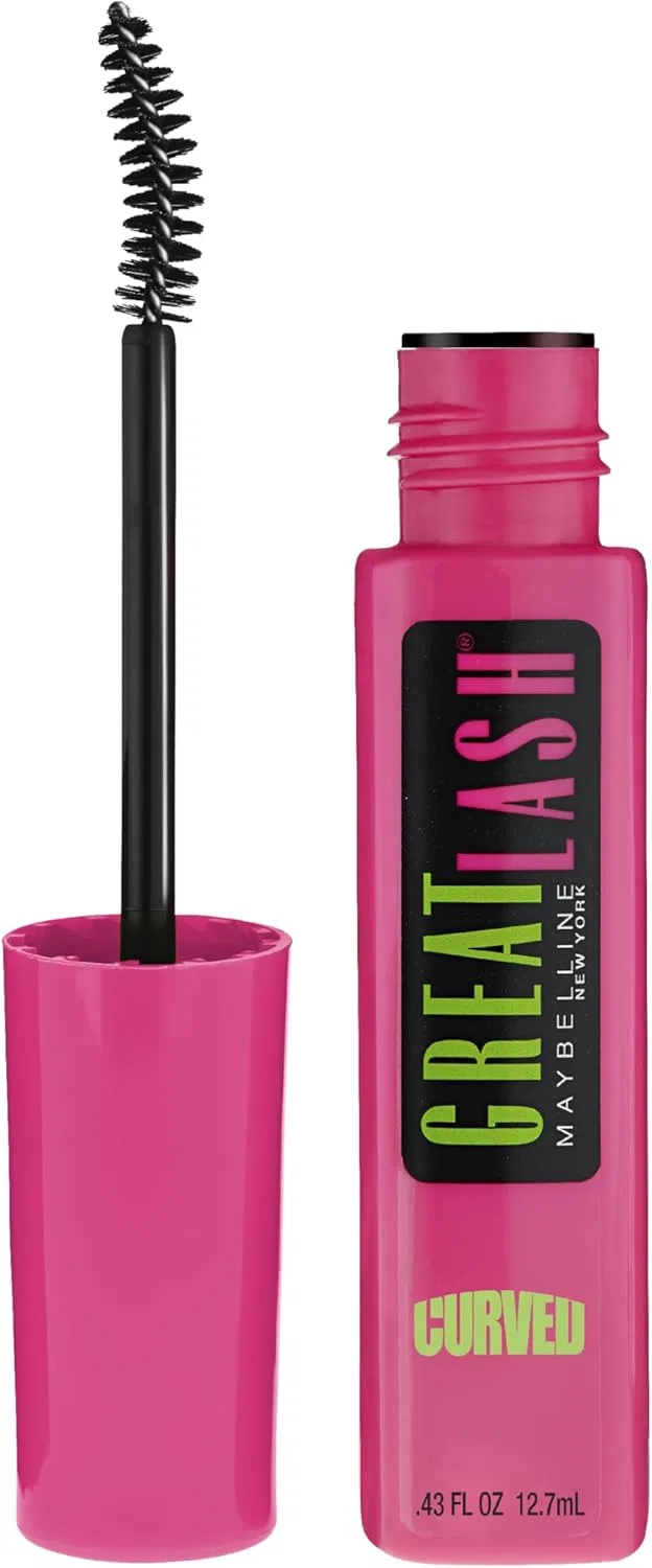 Тушь для ресниц изогнутая кисть MAYBELLINE Great Lash Curved Brush, 0.43 fl oz, черный