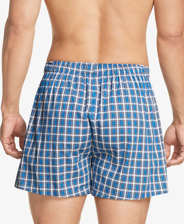 Мужские боксеры из хлопкового поплина с классическим принтом, 3 шт Tommy Hilfiger, синий — фото 3