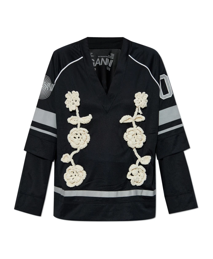 

Футболка с длинными рукавами лиги Ganni, черный