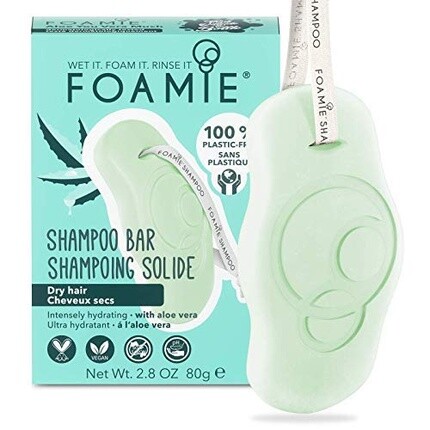 

Foamie Натуральный шампунь для сухих волос с алоэ вера - твердый шампунь, не тестировался на животных, не содержит парабенов и сульфатов - Aloe You Vera Much