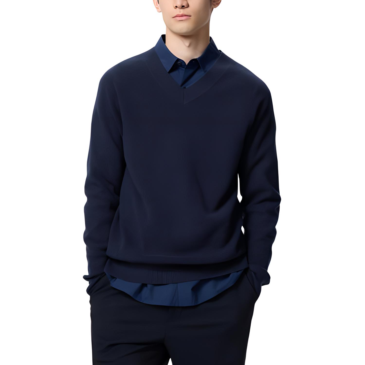 UNIQLO Трикотажный свитер мужской темно-синий — фото 3