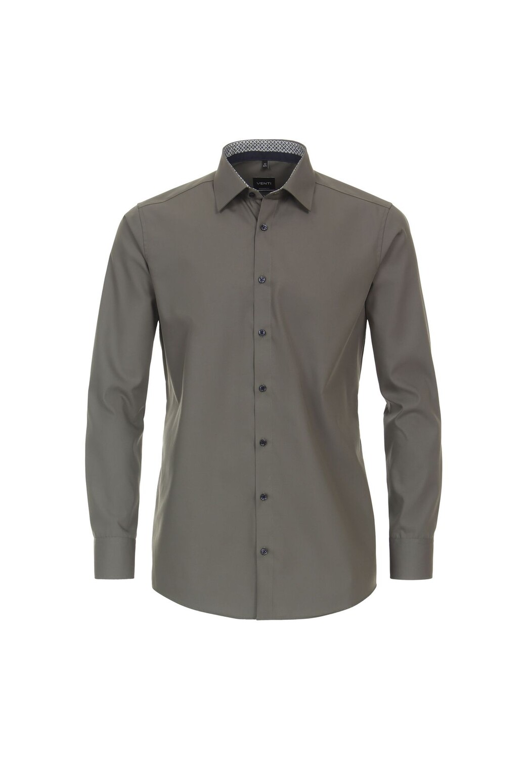 

Мужская деловая рубашка однотонного современного кроя Venti, оливковый