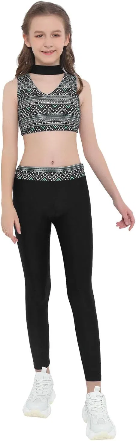 Детский спортивный комплект из топа и леггинсов winying, Black 3