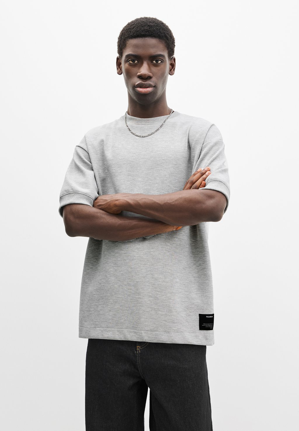 

Базовая футболка PLUSH PULL&BEAR, светло-серый