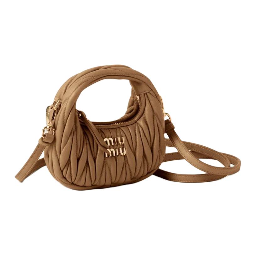 Сумка Wander Matelasse Nappa Leather Micro Hobo в цвете Caramel MIU MIU, basic set (bag+dust bag) — фото 2