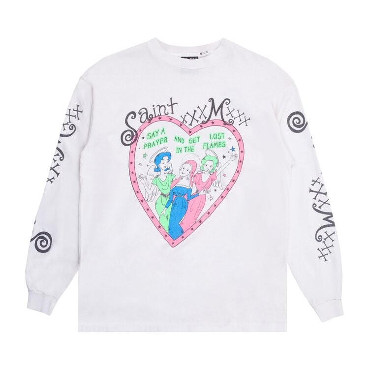 

Футболка Saint Michael Pink Heart Long-Sleeve Tee, белый