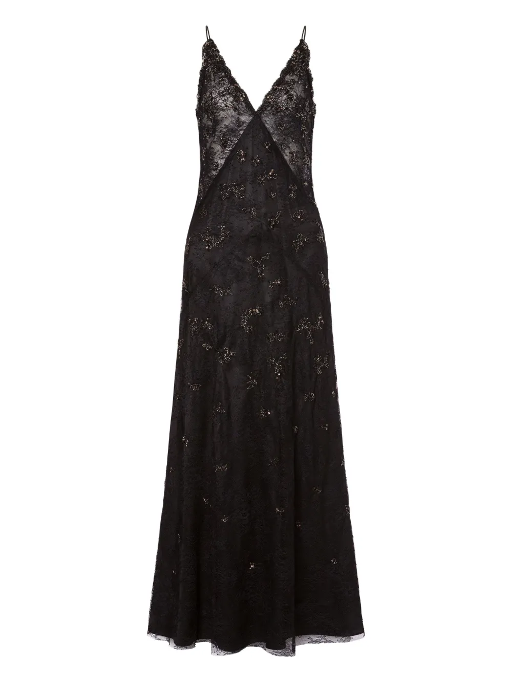 

Кружевное платье-комбинация Alberta Ferretti, черный
