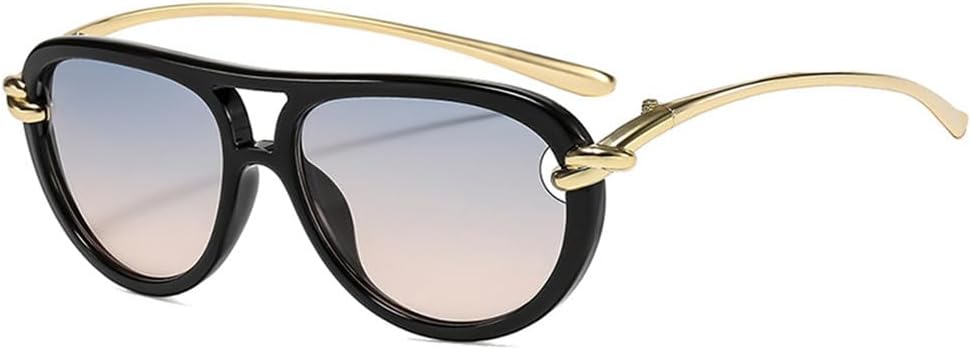 

Женские солнцезащитные очки с двойной перемычкой, овальной формы, защита от ультрафиолета UV400, мужские очки для занятий спортом на открытом воздухе, бега и езды generic, Black Blue Tea