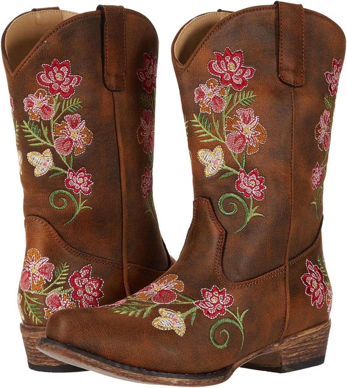 

Ботинки Roper Kids Juliet, Brown Faux Leather Vamp/Floral Embroidery