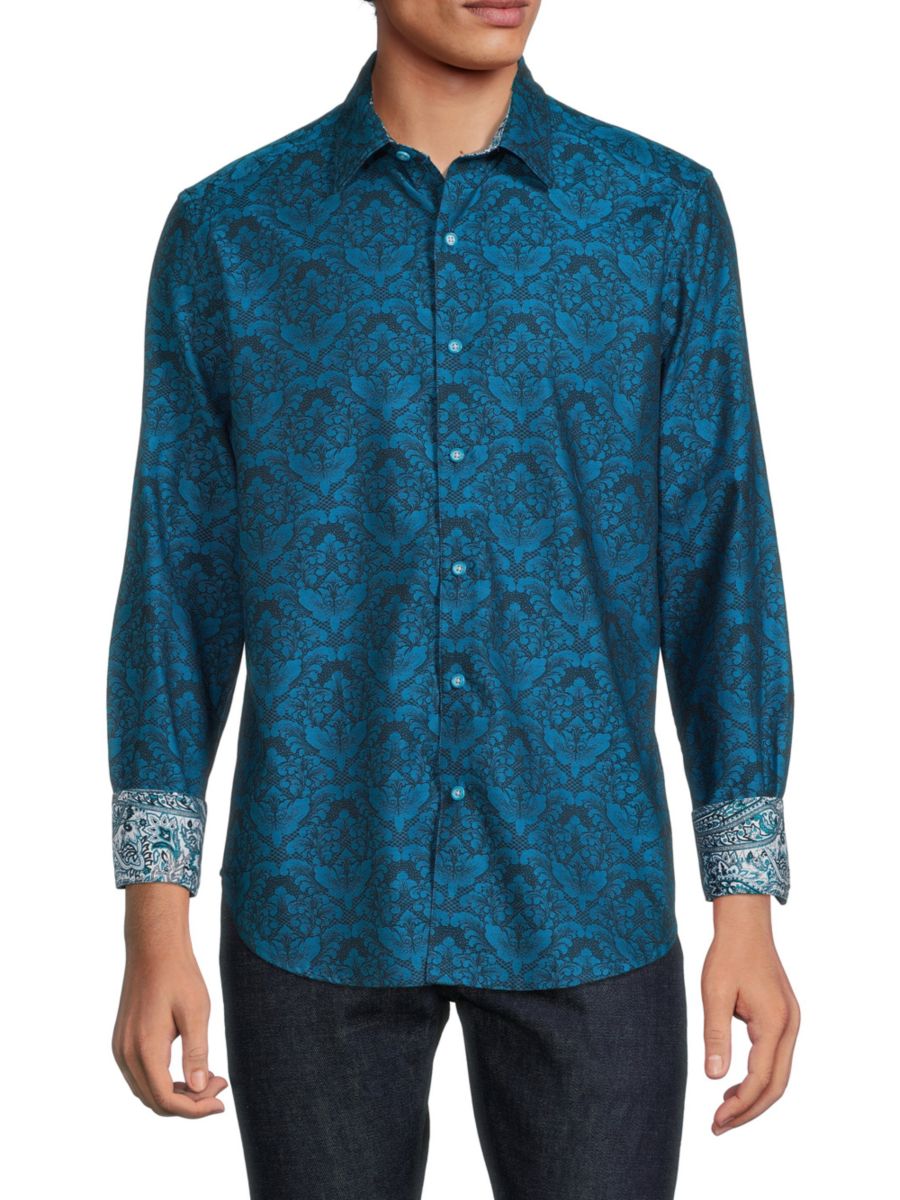 

Рубашка жаккардового узора Bayview Paisley Robert Graham, цвет Dark Teal