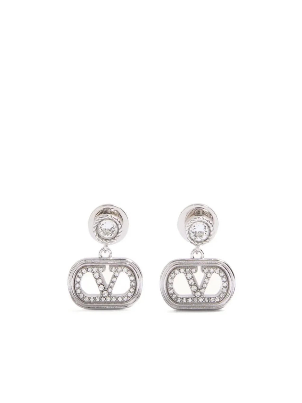 

ОВАЛЬНЫЕ МЕТАЛЛИЧЕСКИЕ СЕРЬГИ С КРИСТАЛЛАМИ SWAROVSKI Valentino Garavani, серебряный
