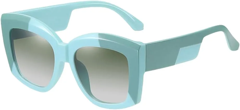 

LVTFCO Модные солнцезащитные очки для женщин, уникальные большие очки, винтажные овальные солнцезащитные очки в стиле ретро, ​​защита от УФ-излучения UV400, Green