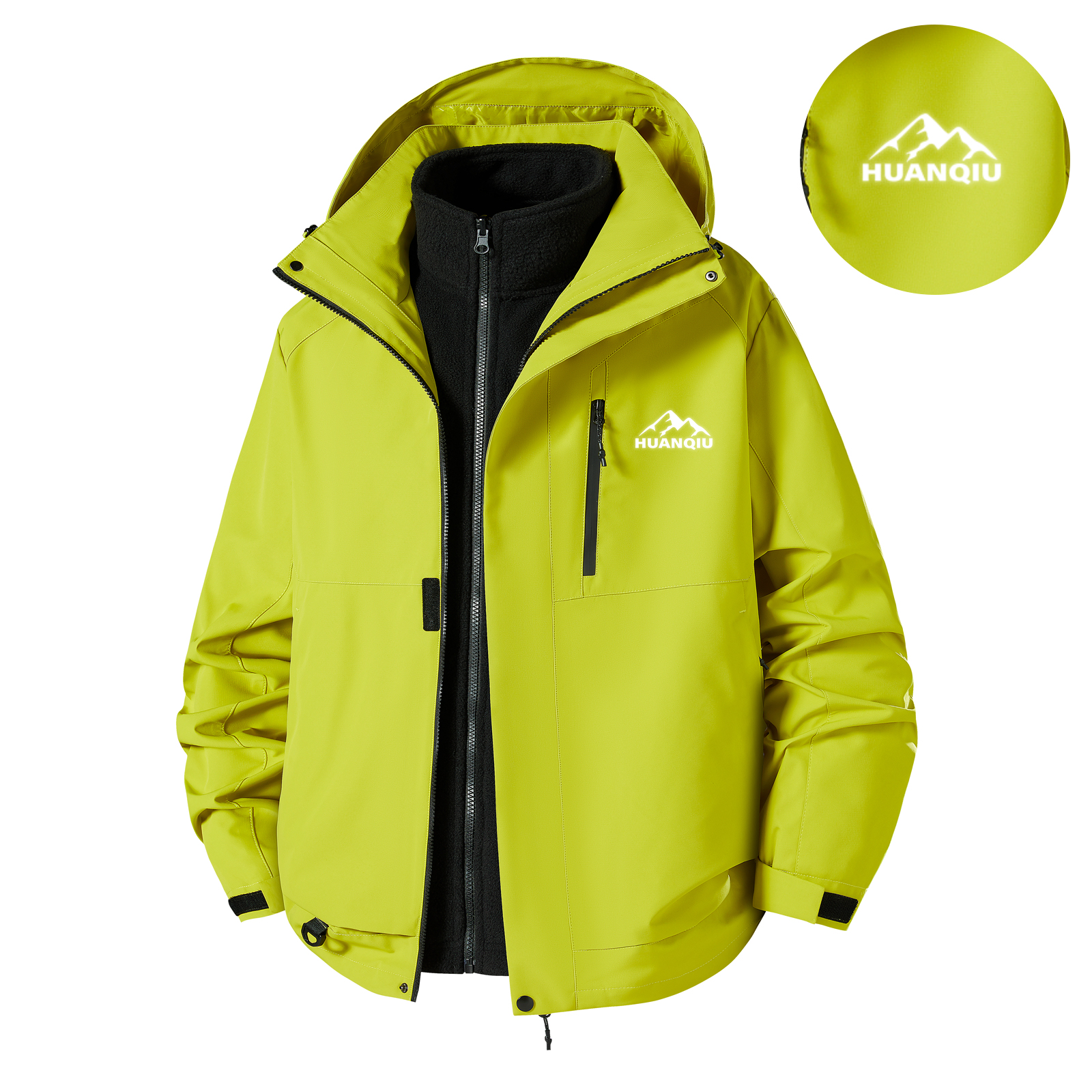 

Ветровка термо Waterproof, Windproof, Abrasion Resistant, Unisex HUANQIU, lime желтый (3-in-1)