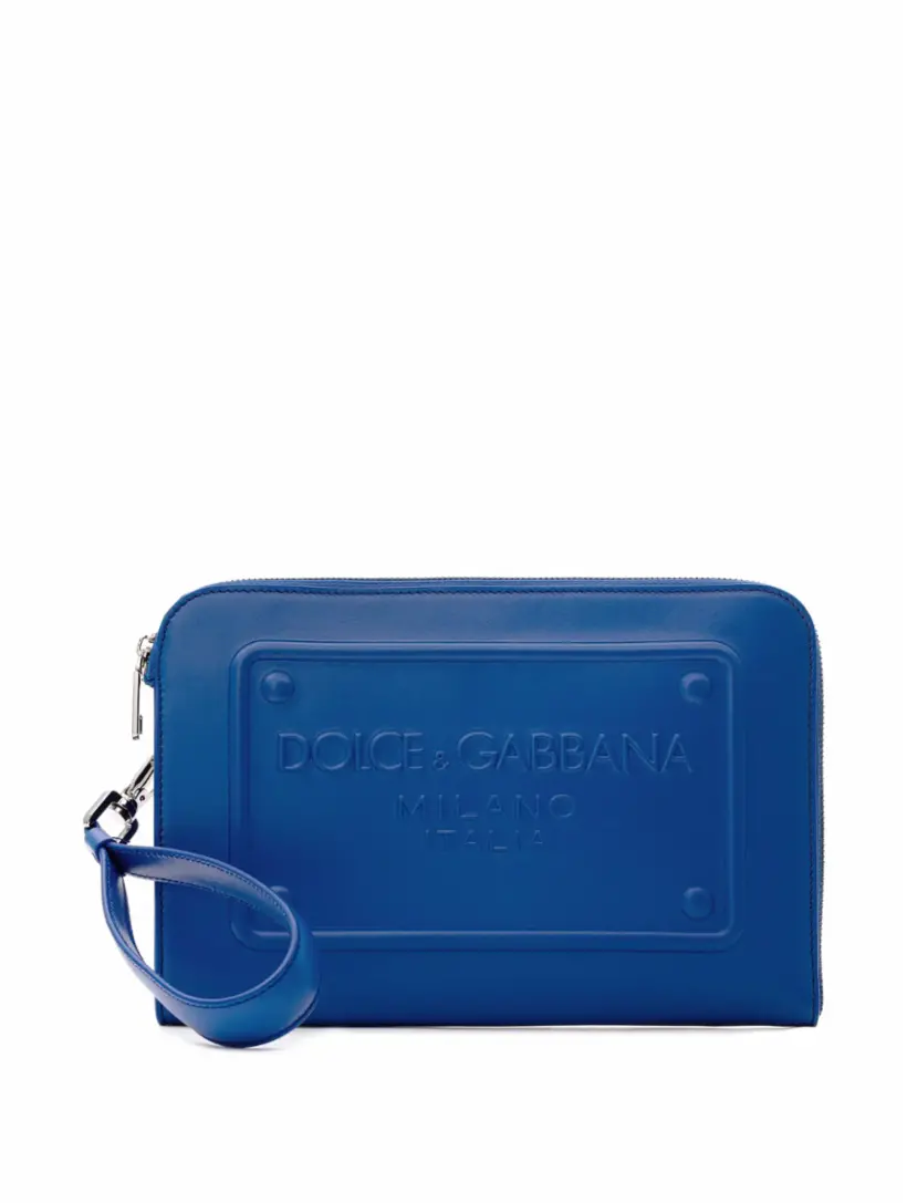 

Кожаный клатч с логотипом Dolce&Gabbana, тёмно-синий