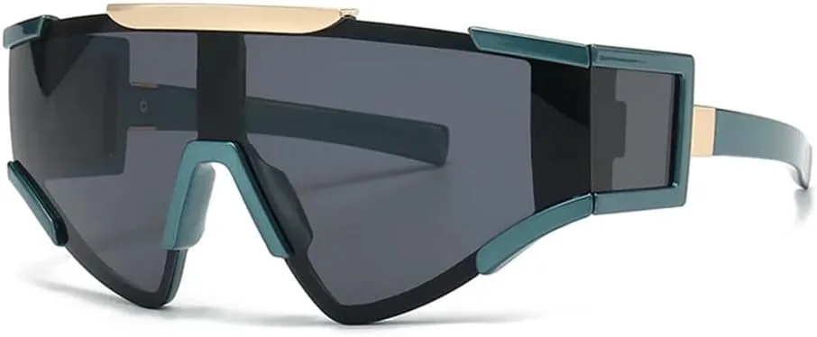 

Солнцезащитные очки в стиле стимпанк для женщин и мужчин, винтажные панк-очки для верховой езды, большая оправа, спортивные очки UV400 generic, Blue Black