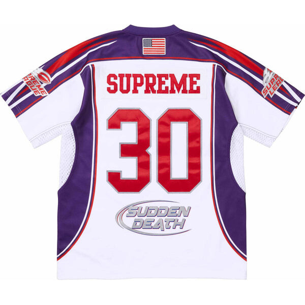 Спортивная футболка sudden death football jersey 'white purple red' Supreme, белый — фото 2