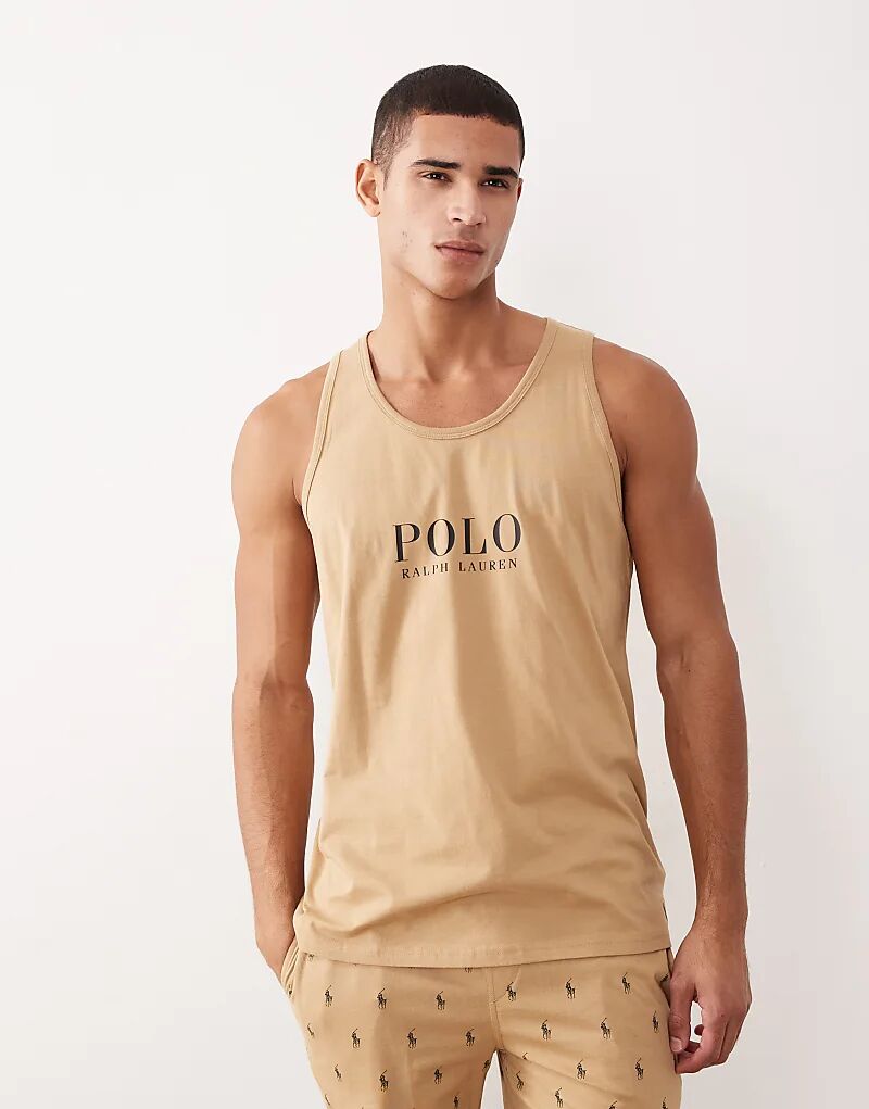 

Майка для отдыха с логотипом на груди Polo Ralph Lauren цвета верблюжьей шерсти