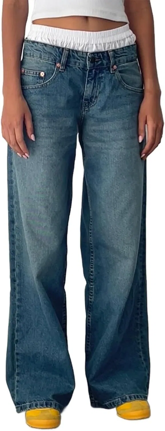 Джинсы, прямые широкие, Y2k, 11