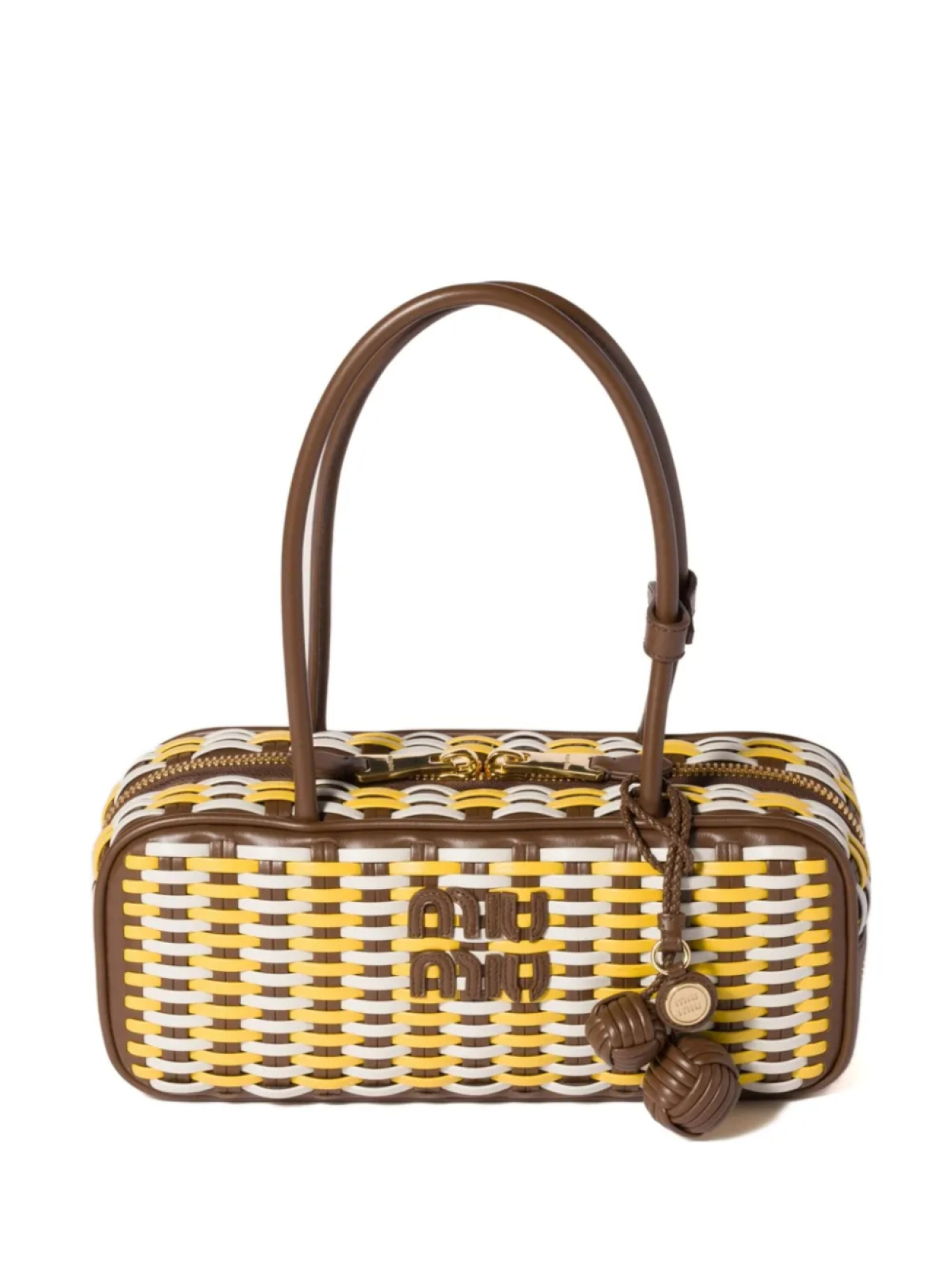 

´Сумка-тоут с эффектом плетения Beau Miu Miu, коричневый