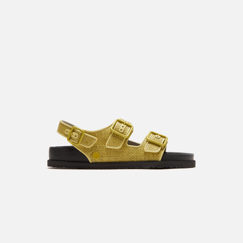 

Сандалии Birkenstock Milano Raffia, цвет Luxe Golden Olive