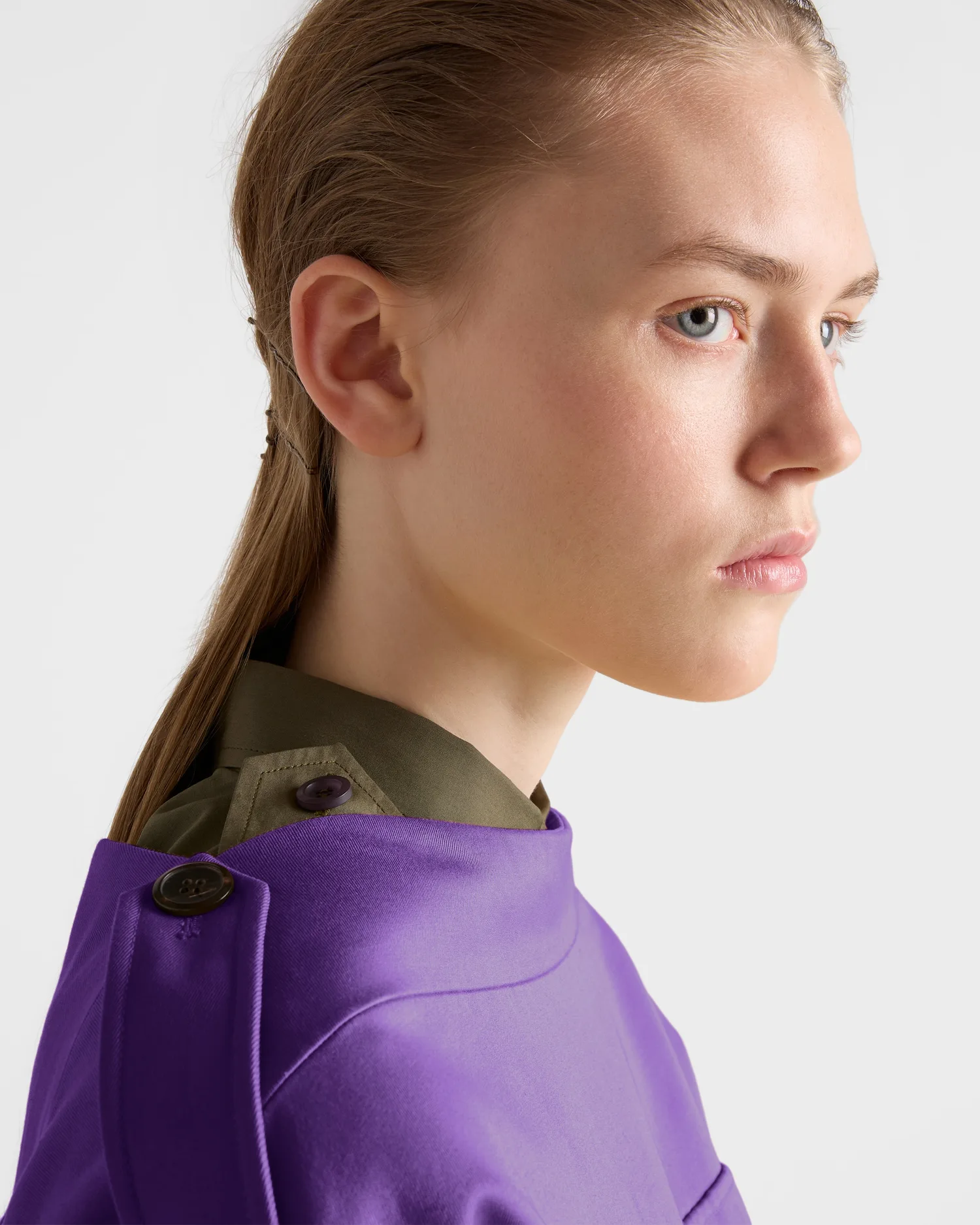 Рубашка из хлопкового поплина Prada, хаки — фото 4