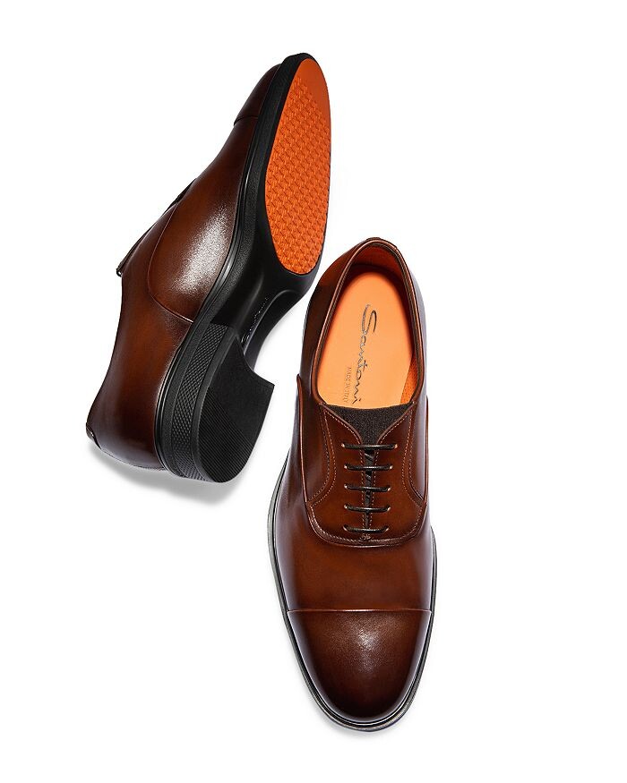 Мужские модельные туфли Santoni с легким носком и шнуровкой, черный — фото 4