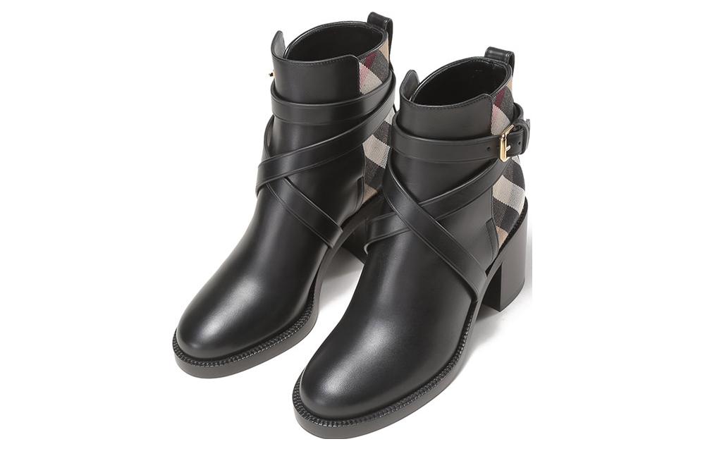 Винтажные женские берцы Burberry в тибетском бежево-черном цвете — фото 4